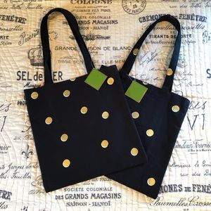 2 NEW KateSpade Black Scatter GoldDot Book Totes
